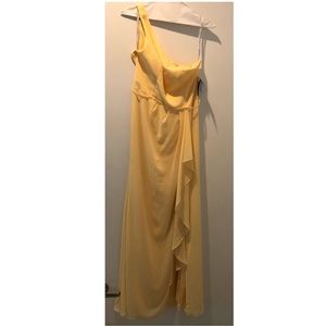 David’s Bridal Canary yellow bridesmaid dress